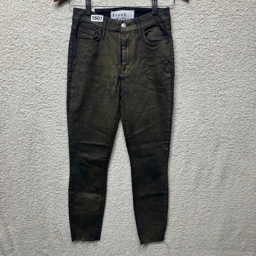 Frank & Eileen Slige Jeans Women’s 25 Black Coated Skinny Raw Hem Made in USA